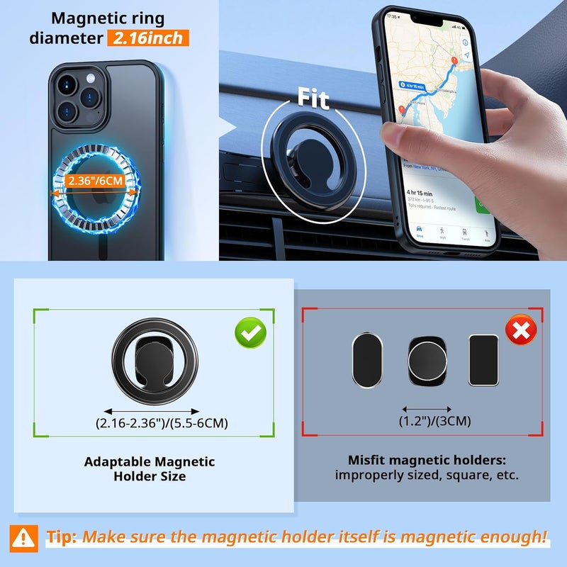 CACOE Magnetic Case for iPhone 13 Pro 6.1 inch-Compatible with MagSafe & Magnetic Car Phone Mount,Anti-Fingerprint TPU Thin Phone Cases Cover Protective Shockproof (Matte Black) - Image 3